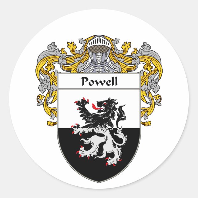 Powell Coat of Arms (Mantled) Classic Round Sticker (Front)
