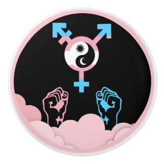 Power and Balance Sun and Moon Transgender Symbol Ceramic Knob