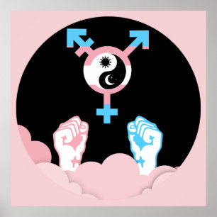 Power and Balance Sun and Moon Transgender Symbol Poster