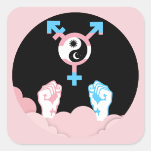 Power and Balance Sun and Moon Transgender Symbol Square Sticker
