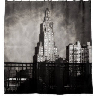 Power and Light Building, Kansas City, Grunge Shower Curtain