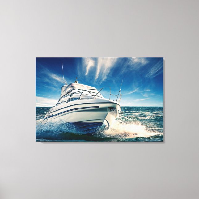 Power Boat Coming Into Chichester Harbour Canvas Print (Front)