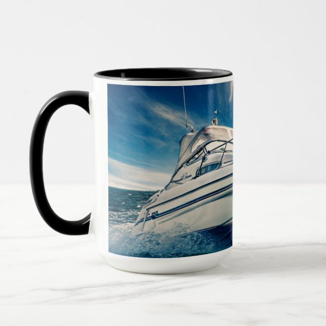 Power Boat Coming Into Chichester Harbour Mug (Left)