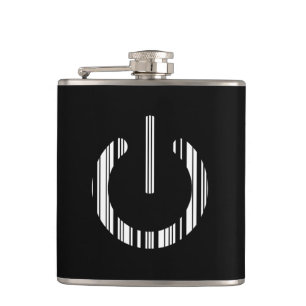 POWER BUTTON BAR CODE Power-Up Pattern Design Hip Flask