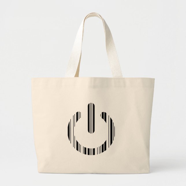POWER BUTTON BAR CODE Power-Up Pattern Design Large Tote Bag (Front)