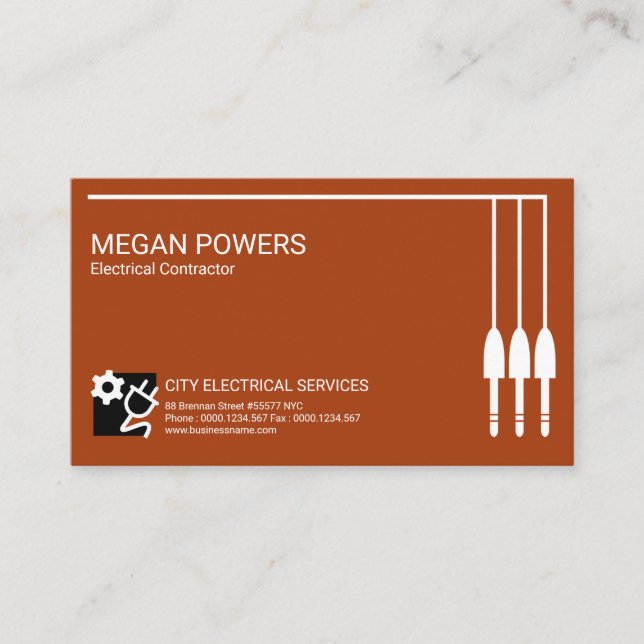Power Cables Connection Border Frame Electrician Business Card (Front)