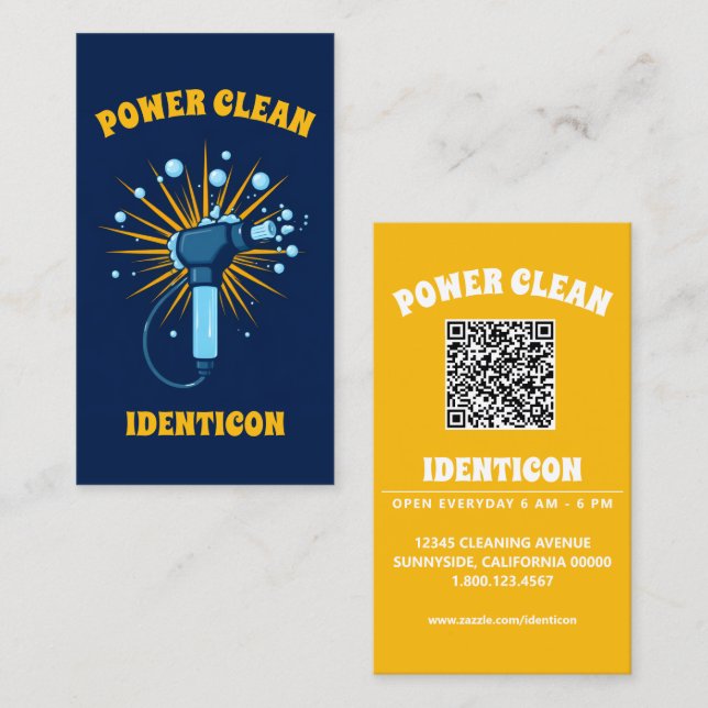 Power Clean Pressure Washer with QR code Business Card (Front/Back)