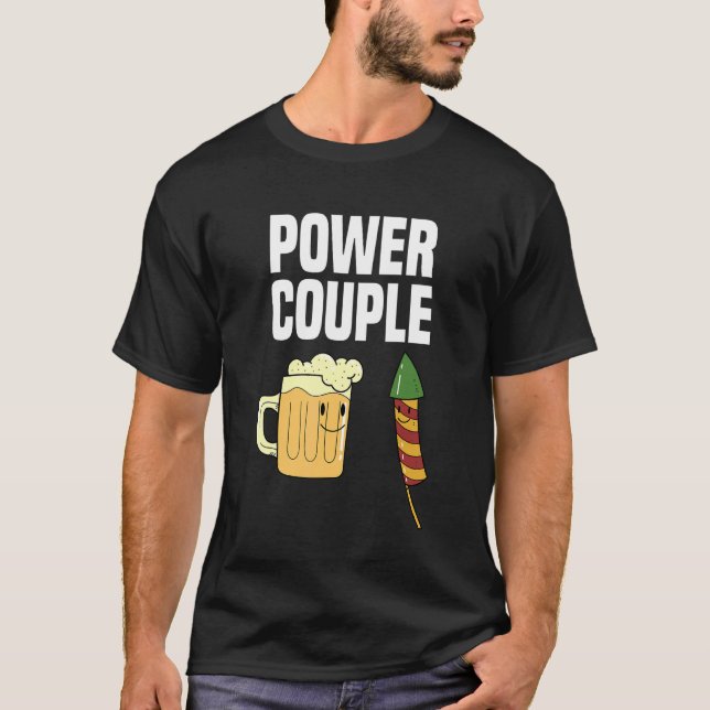 Power Couple Firework  4th Of July Patriotic Men W T-Shirt (Front)