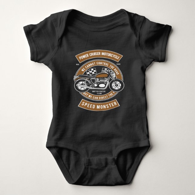 Power Cruiser Motorcycle Baby Bodysuit (Front)