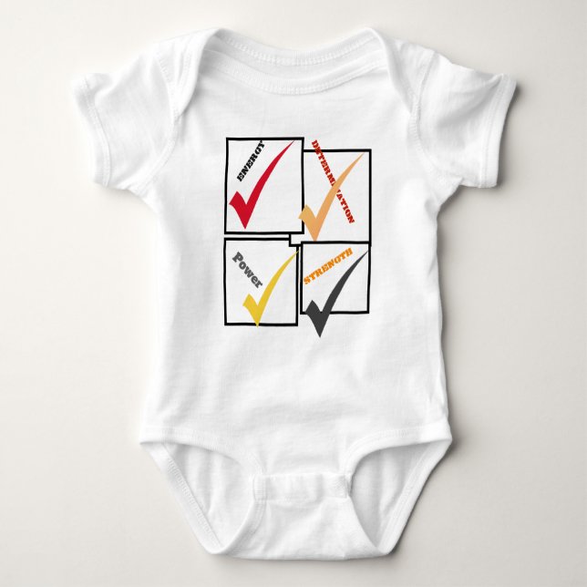 Power Determination Strength Energy Tick Bodysuit (Front)