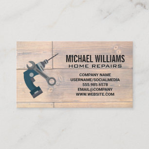 Power Drill Wrench   Wooden Panels Business Card