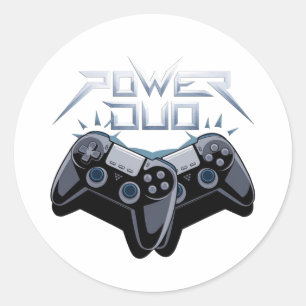 Power Duo Sleek Grey Gaming Sticker