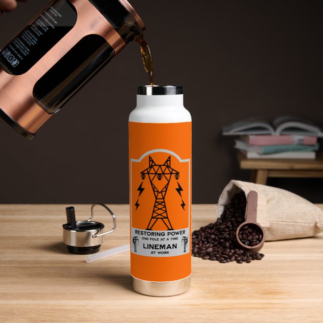 Power Electrical Lineman Gift Water Bottle (Coffee (Rotated))