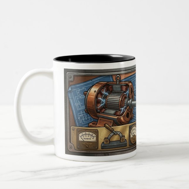 Power Engineer Electricians Gift  Two-Tone Coffee Mug (Left)