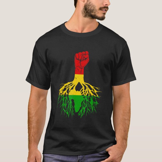 Power Fist Africa Roots Melanin Queen King Black H T-Shirt (Front)