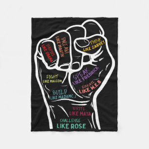 Power Fist Hand Inspirational Leaders Black Histor Fleece Blanket