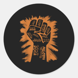 Power Fist Hand Inspiring Black Leaders Black Hist Classic Round Sticker