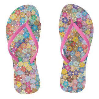 Power flower vibrant 60's pattern jandals