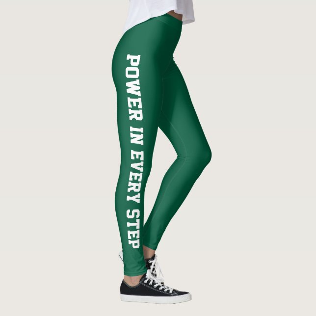 Power in Every Step Motivational Green Leggings (Right)