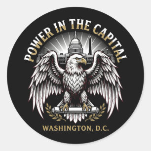 Power in the Capital Washington DC Bald Eagle Art Classic Round Sticker
