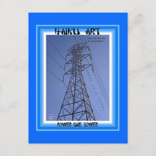 Power Line Tower Haiku Art Collectable Postcard