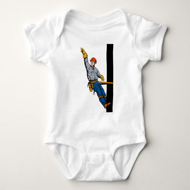 Power Lineman Electrician Electric Worker Baby Bodysuit (Front)