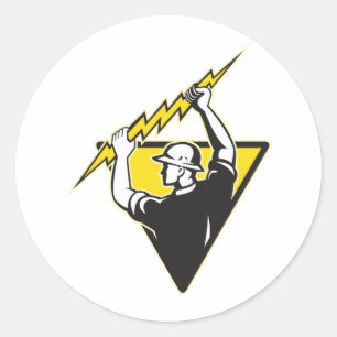 Power Lineman Electrician Electric Worker Classic Round Sticker