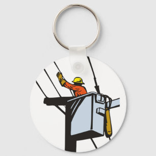 Power Lineman Electrician Electric Worker Key Ring