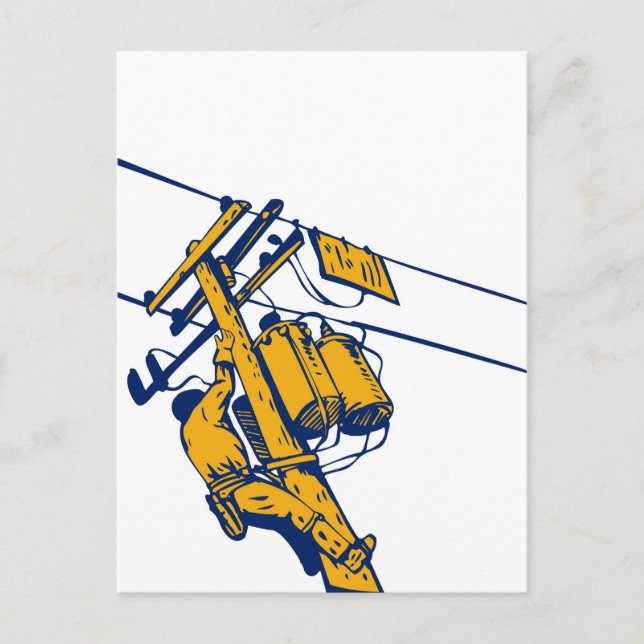 Power Lineman Electrician Electric Worker Postcard (Front)
