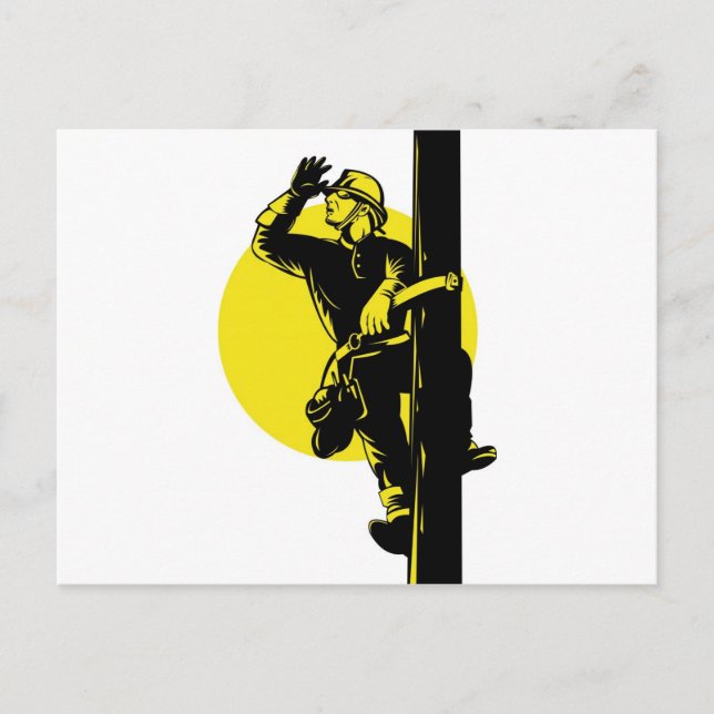 Power Lineman Electrician Electric Worker Postcard (Front)