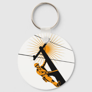 Power Lineman Electrician Worker Key Ring