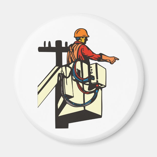 Power Lineman Electrician Worker Magnet (Front)
