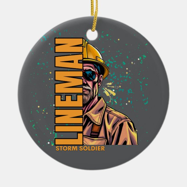 Power lineman Ornament (Front)