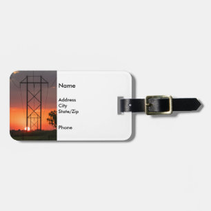 Power Lines Sunset Silhouette Luggage Tag