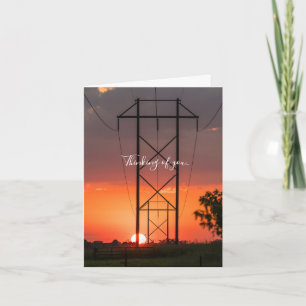 Power Lines Sunset Silhouette Thinking Of You Card