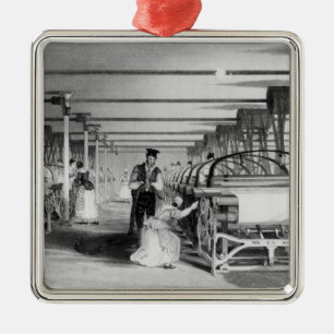 Power Loom Weaving, engraved by J. Tingle, 1835 Metal Tree Decoration