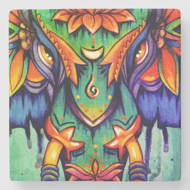 POWER Mandala Tile Stone Coaster (Front)