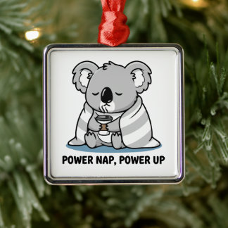 Power Nap Power Up Cute Koala Metal Tree Decoration