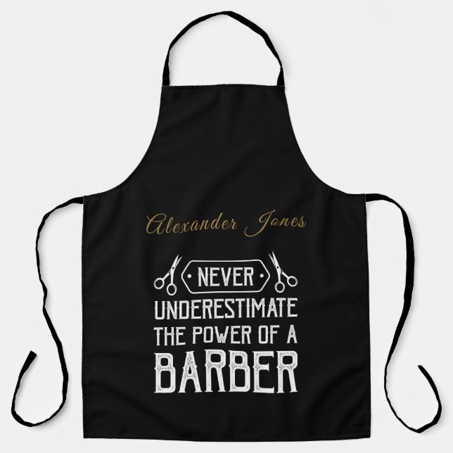 Power of a Barber Personalise Apron (Front)