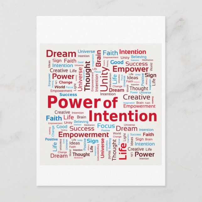 Power of Intention Word Cloud Success Colourful Postcard (Front)