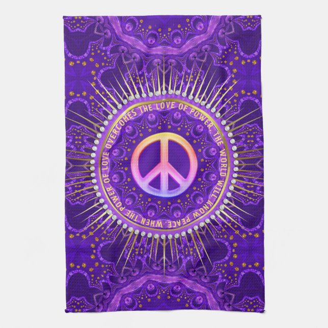 Power of Love Peace Energy Customisable Tea Towel (Vertical)