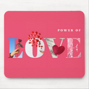 Power of Love Quote Romantic Hot Pink Anniversary Mouse Pad