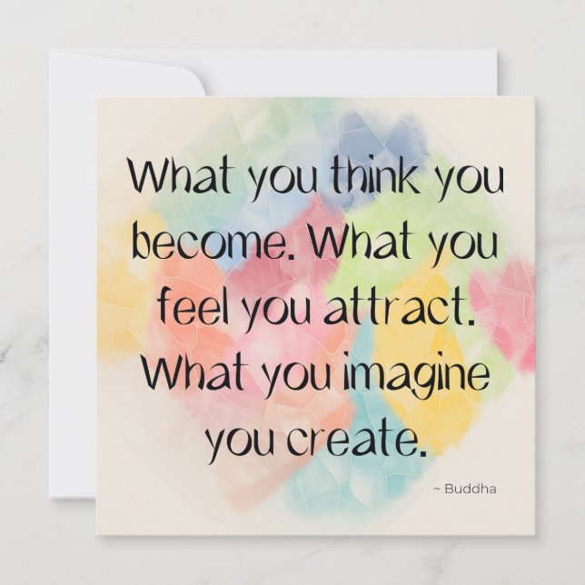 Power of Thought Buddha Watercolor Quote Art Card (Front)