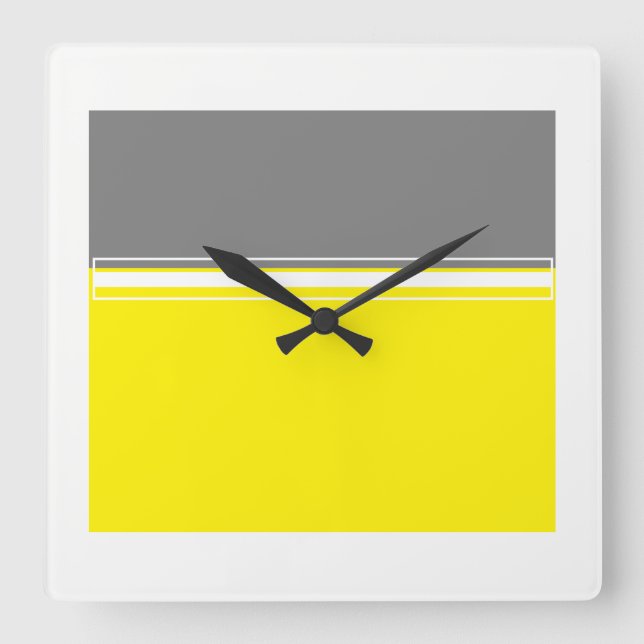 Power of yellow and grey Square Wall Clock (Front)