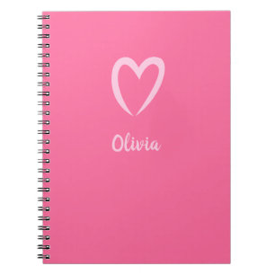 Power Pink Heart Name Minimalist Notebook