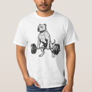 Power Pit Bull Lifting Weights T-Shirt
