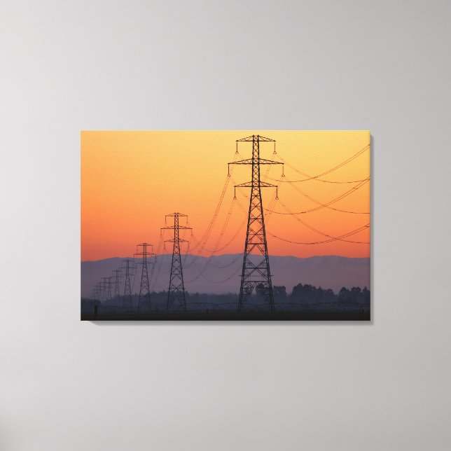 Power Pylons at Sunset Canvas Print (Front)