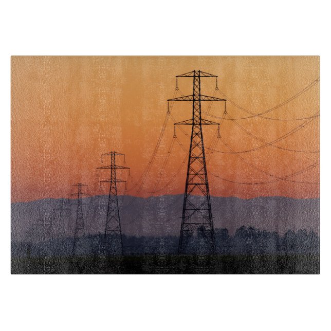 Power Pylons at Sunset Cutting Board (Front)