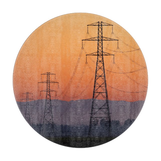 Power Pylons at Sunset Cutting Board (Front)