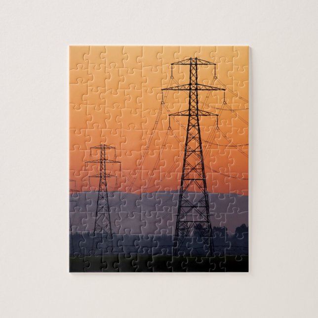 Power Pylons at Sunset Jigsaw Puzzle (Vertical)